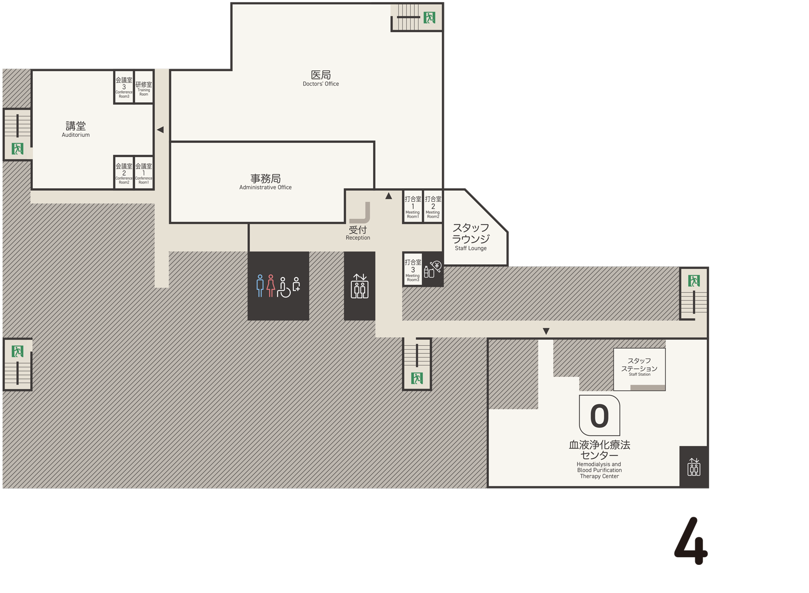 4階　血液浄化療法センター/講堂/医局/事務局